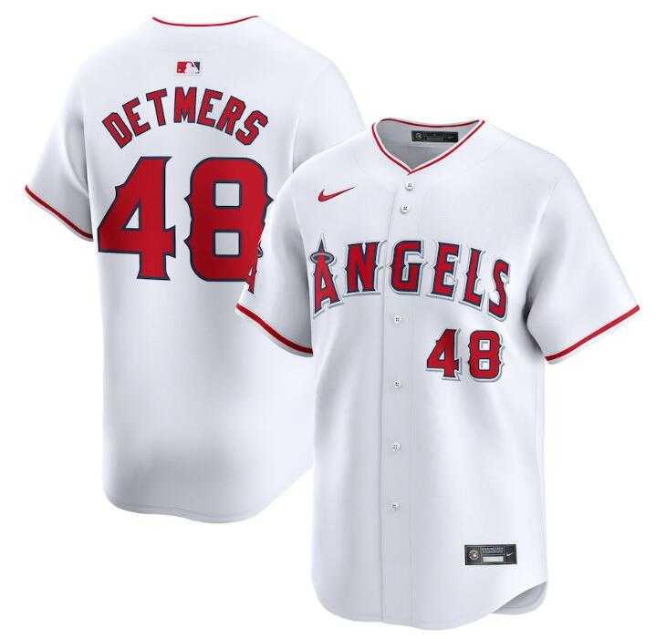 Mens Los Angeles Angels #48 Reid Detmers White Home Limited Stitched Baseball Jersey Dzhi